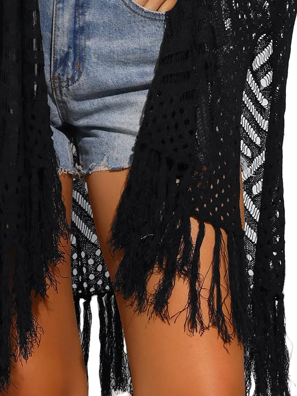 Allegra K Women's Summer Crochet Cardigan Short Sleeve Open Front Lightweight Boho Cover Up Cardigans
