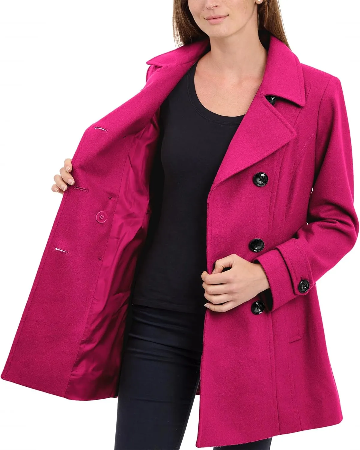Anne Klein Women's Classic Double Breasted Wool Coat
