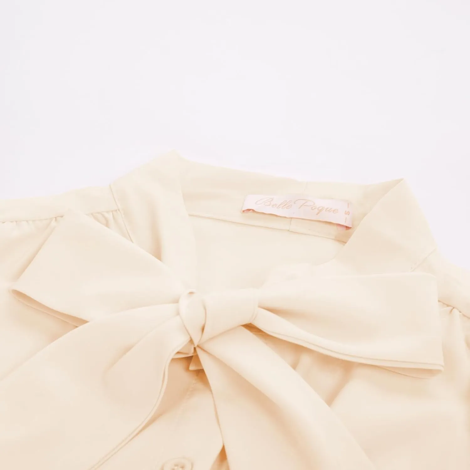Belle Poque Summer Short Sleeve Office Button Down Blouse Vintage Business Casual Shirts Tops with Bow Tie