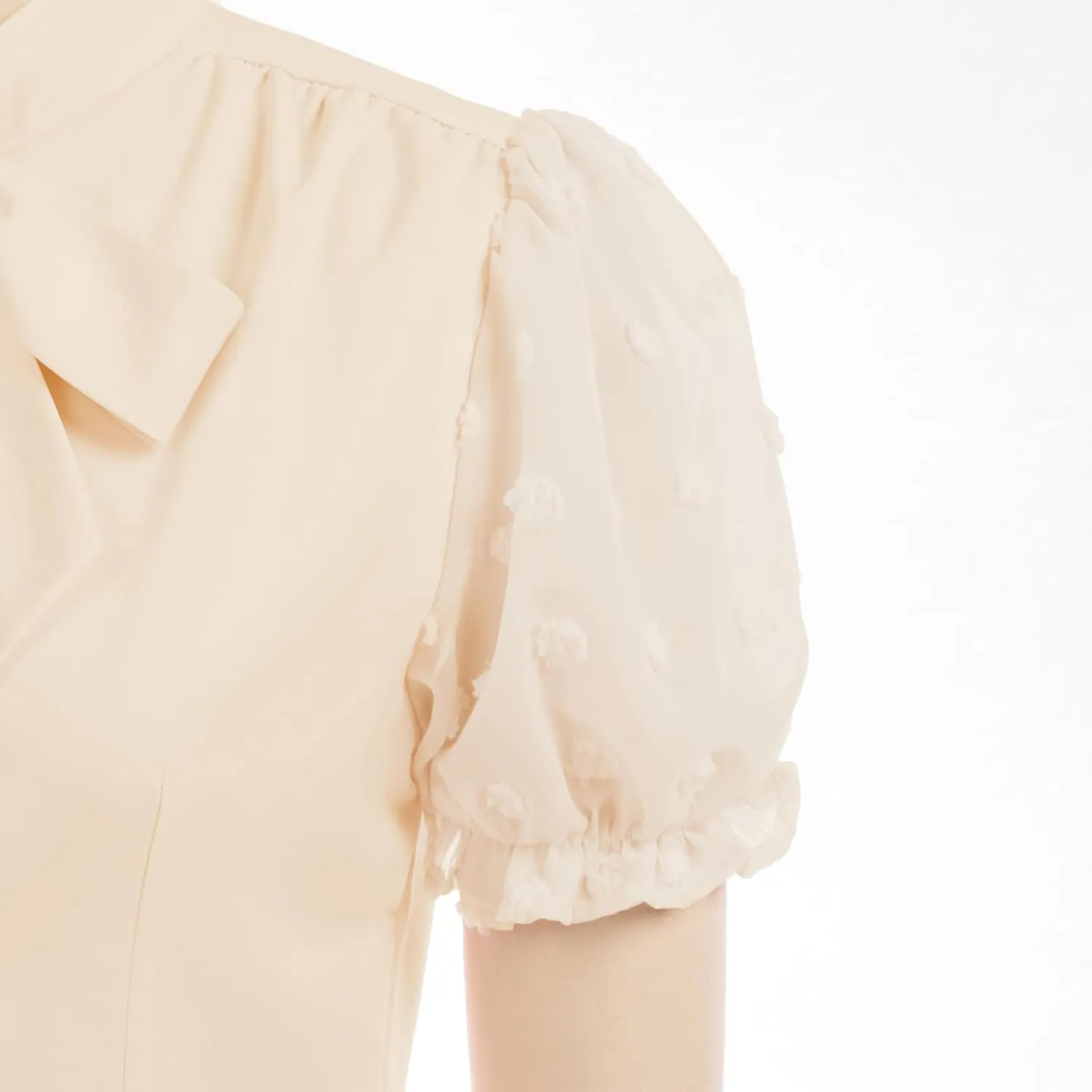 Belle Poque Summer Short Sleeve Office Button Down Blouse Vintage Business Casual Shirts Tops with Bow Tie