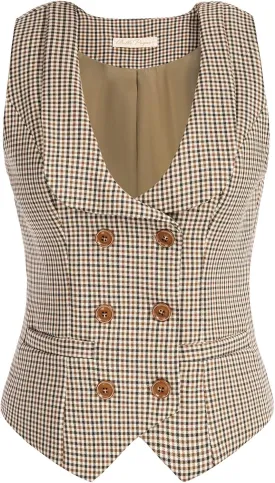 Belle Poque Women's Vintage Waistcoat Vest Suit Vests Double Breasted Sleeveless Blazer Coats
