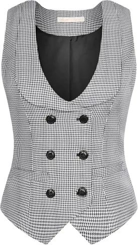 Belle Poque Women's Vintage Waistcoat Vest Suit Vests Double Breasted Sleeveless Blazer Coats