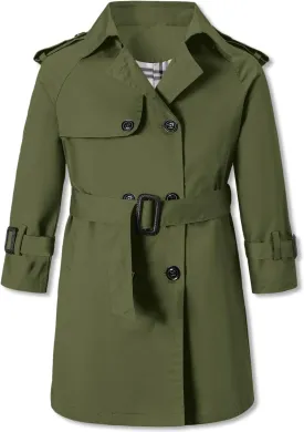 Betusline Boys Waterproof Trench Coat Double Breasted Classic Belted Outwear Jacket Dress Coats