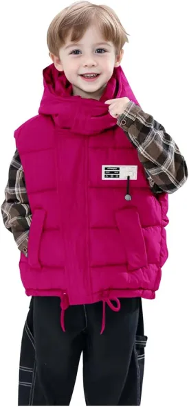 Boys Sleeveless Hooded Quilted Puffer Vest Lightweight Insulated Warm Winter Toddler Durable Casual Wear