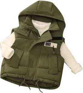 Boys Sleeveless Hooded Quilted Puffer Vest Lightweight Insulated Warm Winter Toddler Durable Casual Wear