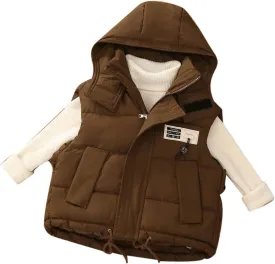 Boys Sleeveless Hooded Quilted Puffer Vest Lightweight Insulated Warm Winter Toddler Durable Casual Wear