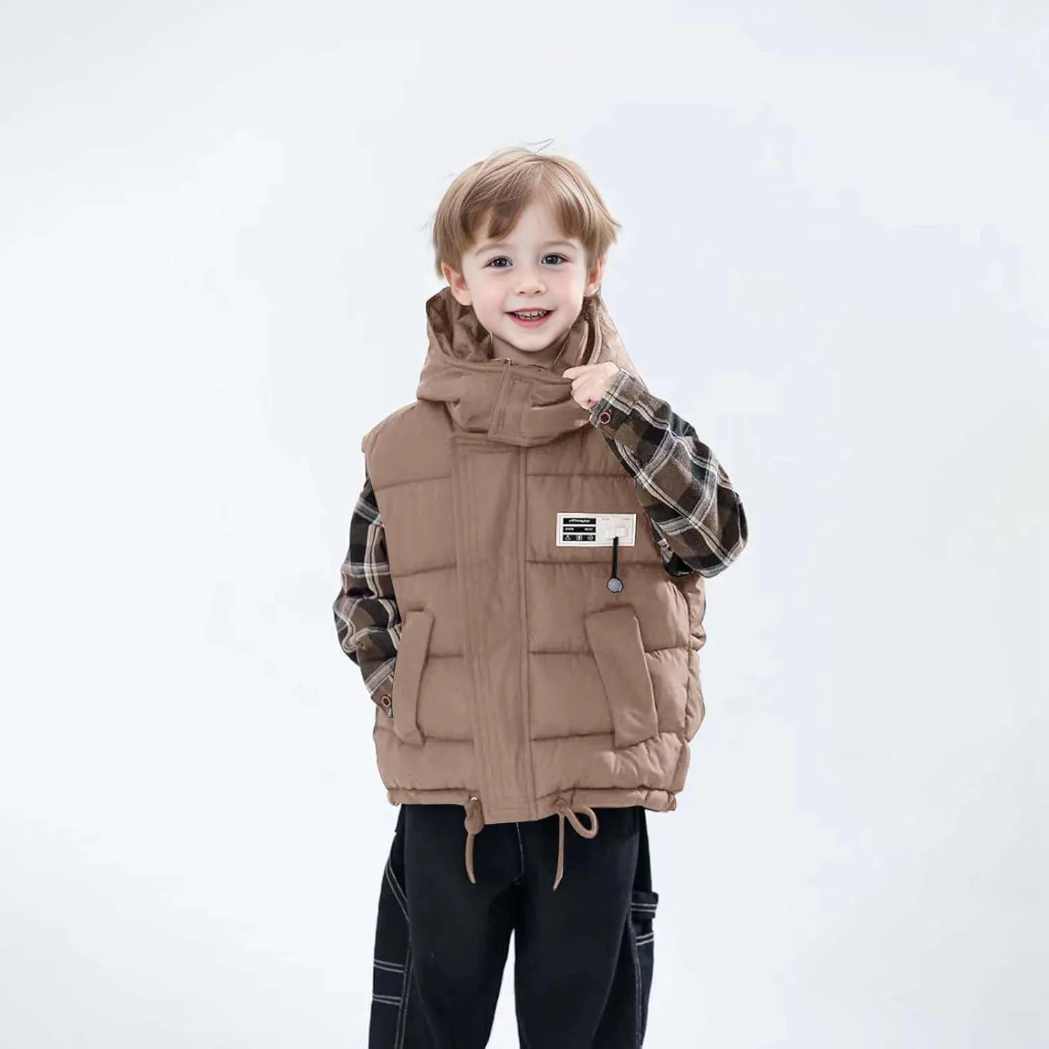 Boys Sleeveless Hooded Quilted Puffer Vest Lightweight Insulated Warm Winter Toddler Durable Casual Wear