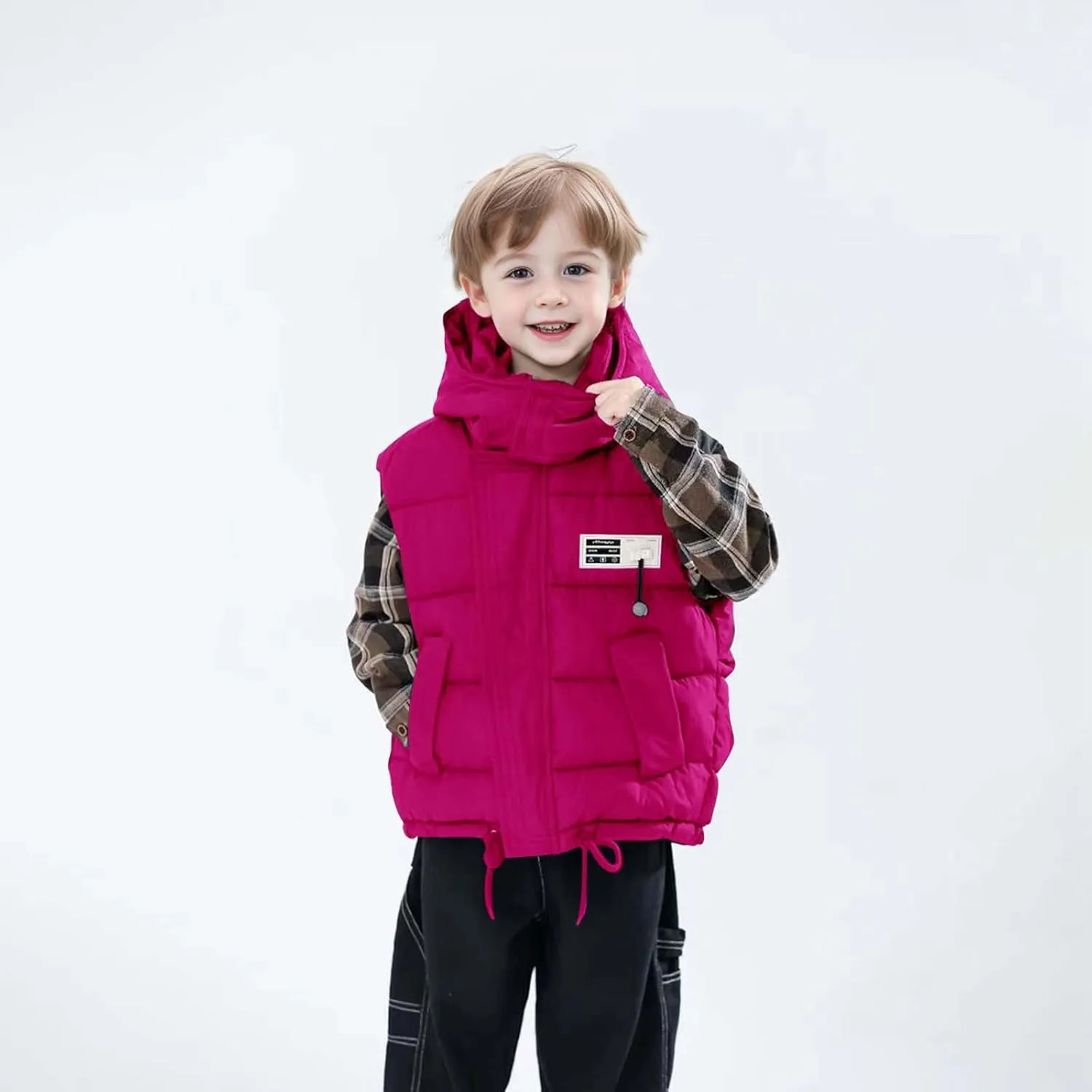 Boys Sleeveless Hooded Quilted Puffer Vest Lightweight Insulated Warm Winter Toddler Durable Casual Wear