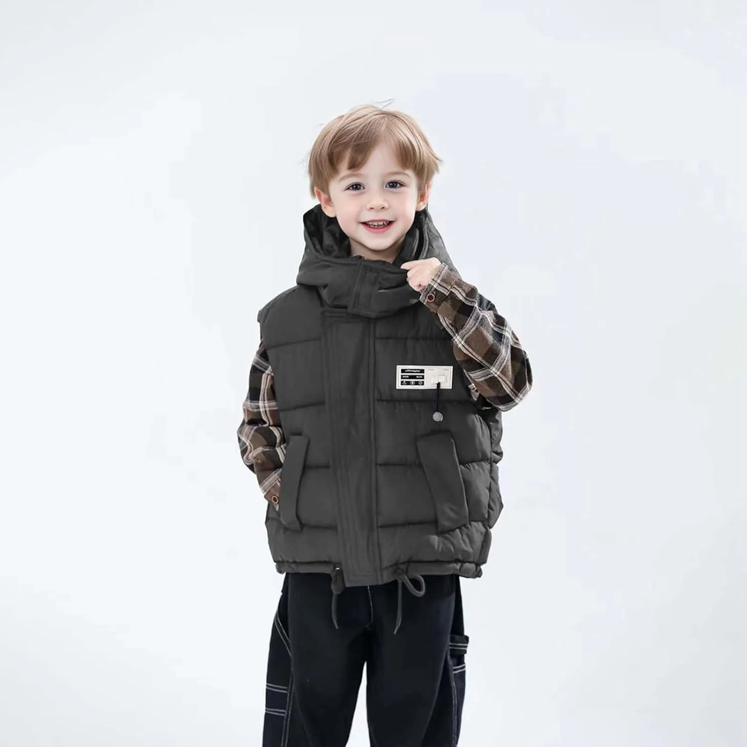 Boys Sleeveless Hooded Quilted Puffer Vest Lightweight Insulated Warm Winter Toddler Durable Casual Wear