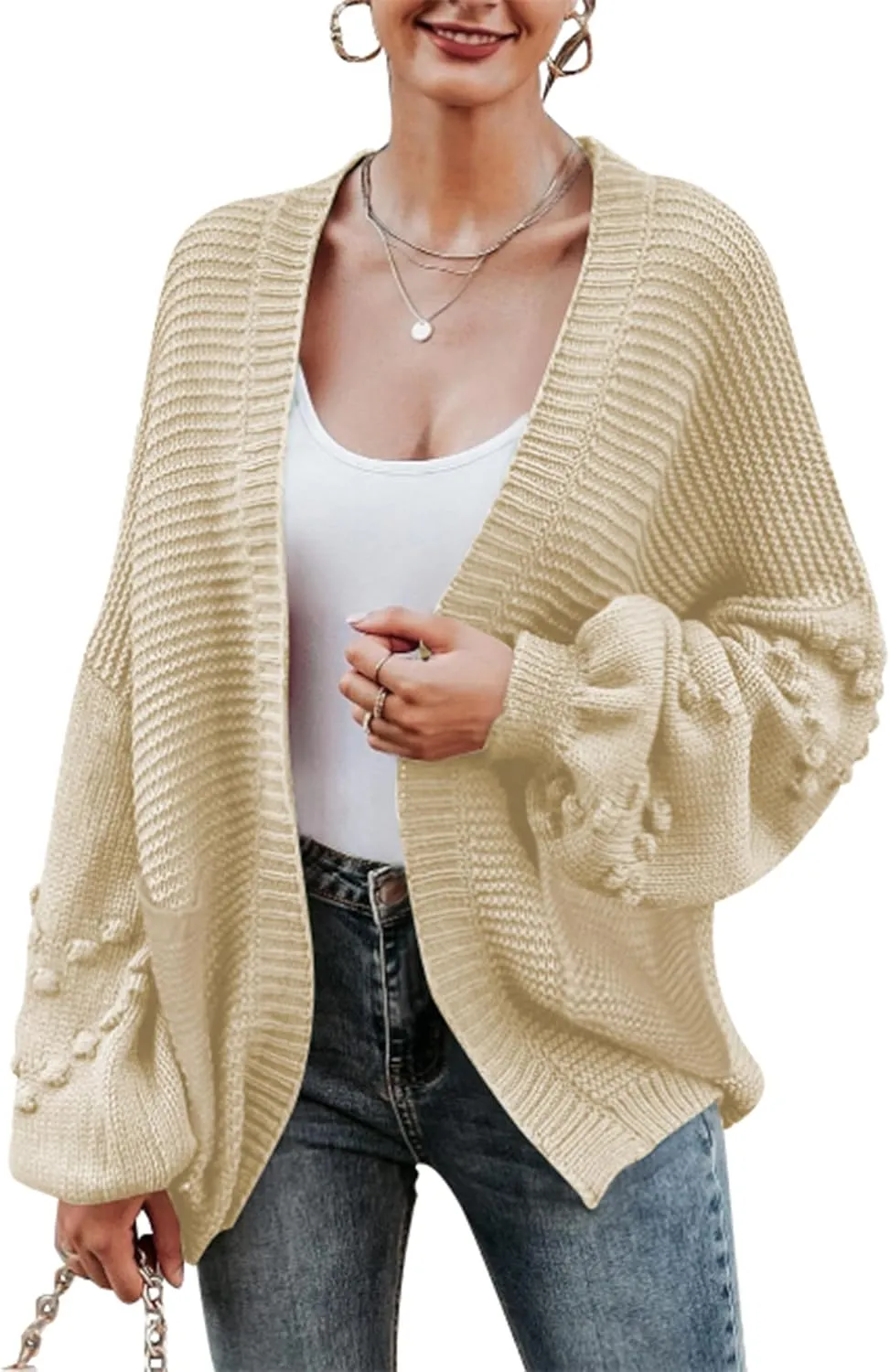 Cakulo Womens 2024 Oversized Chunky Cardigan Sweaters Fall Fashion Open Front Knit Long Sleeve Pockets Cardigans