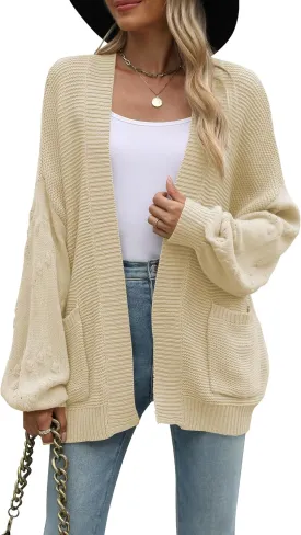 Cakulo Womens 2024 Oversized Chunky Cardigan Sweaters Fall Fashion Open Front Knit Long Sleeve Pockets Cardigans