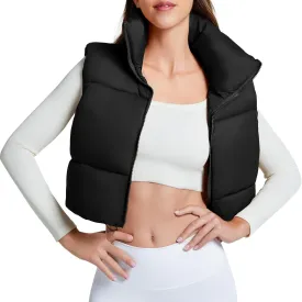 Century Star Cropped Puffer Vest Women's Outerwear Vests Puffy Sleeveless 2024 Quilted Christmas Vest Tops Jackets Coat Zip