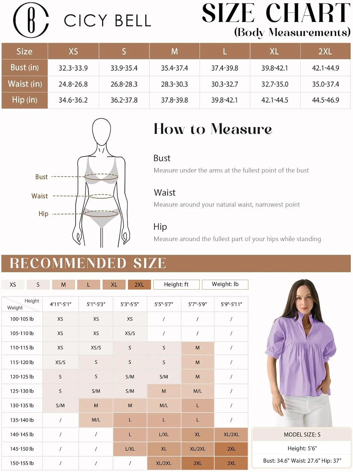 Cicy Bell Womens Puff Sleeve V Neck Blouse Babydoll Peplum Tops Dressy Casual Pleated Loose Fit Shirts