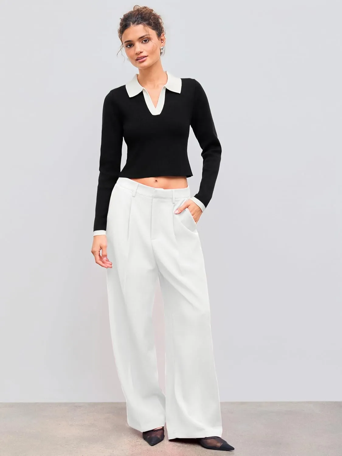 CIDER High Waist Pleated Wide Leg Pants