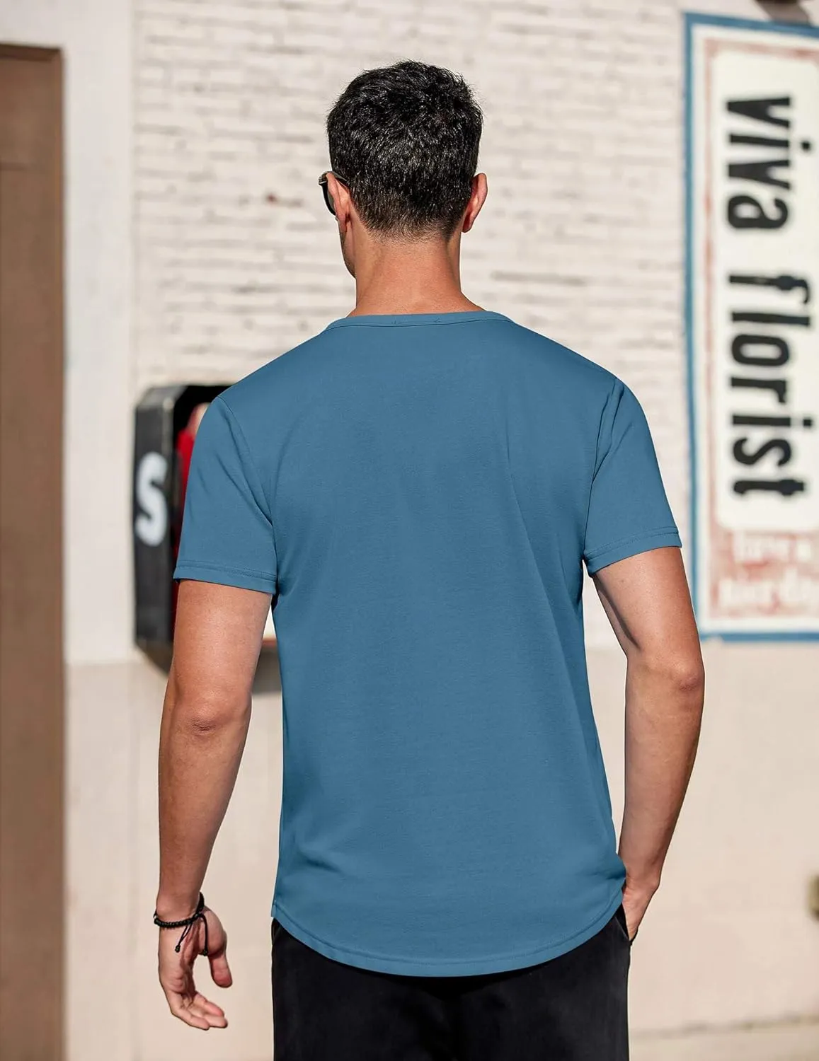 COOFANDY Men's Casual Henley T-Shirts Summer Short Sleeve Cotton Shirts Basic Button Tee Tops
