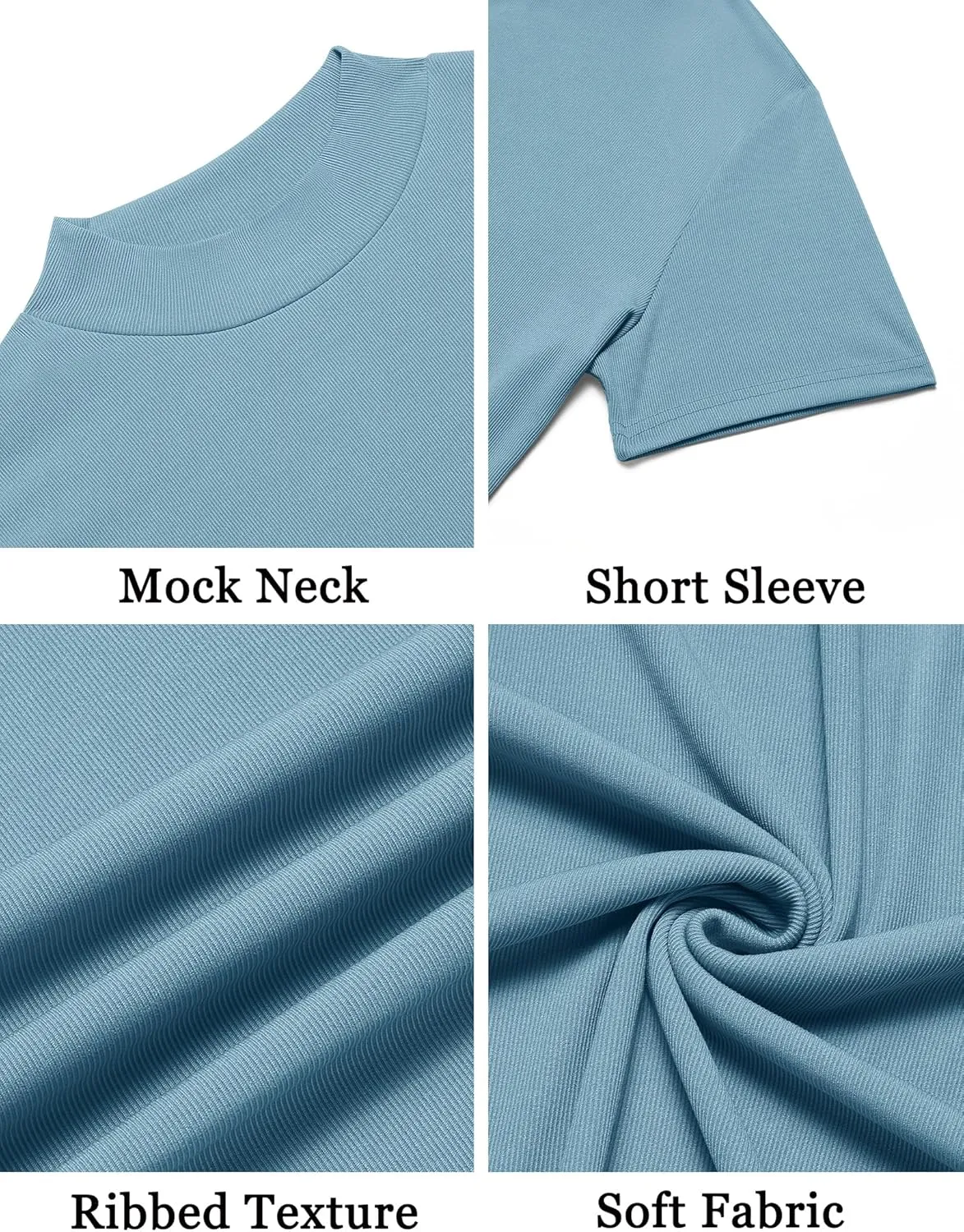 COOFANDY Mens Mock Turtleneck Shirts Short Sleeve Casual Basic T-Shirts Ribbed Solid Pullover Tops
