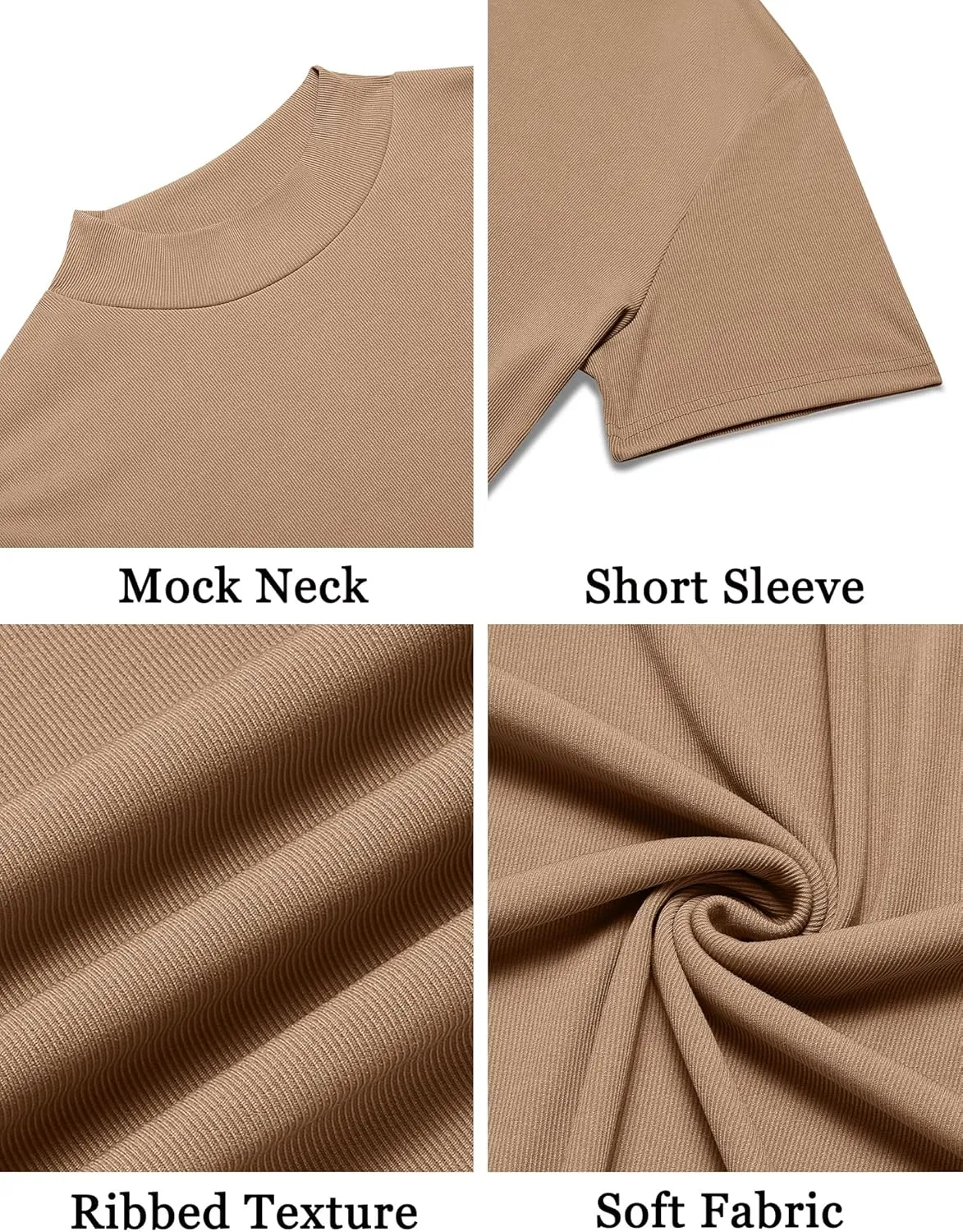 COOFANDY Mens Mock Turtleneck Shirts Short Sleeve Casual Basic T-Shirts Ribbed Solid Pullover Tops