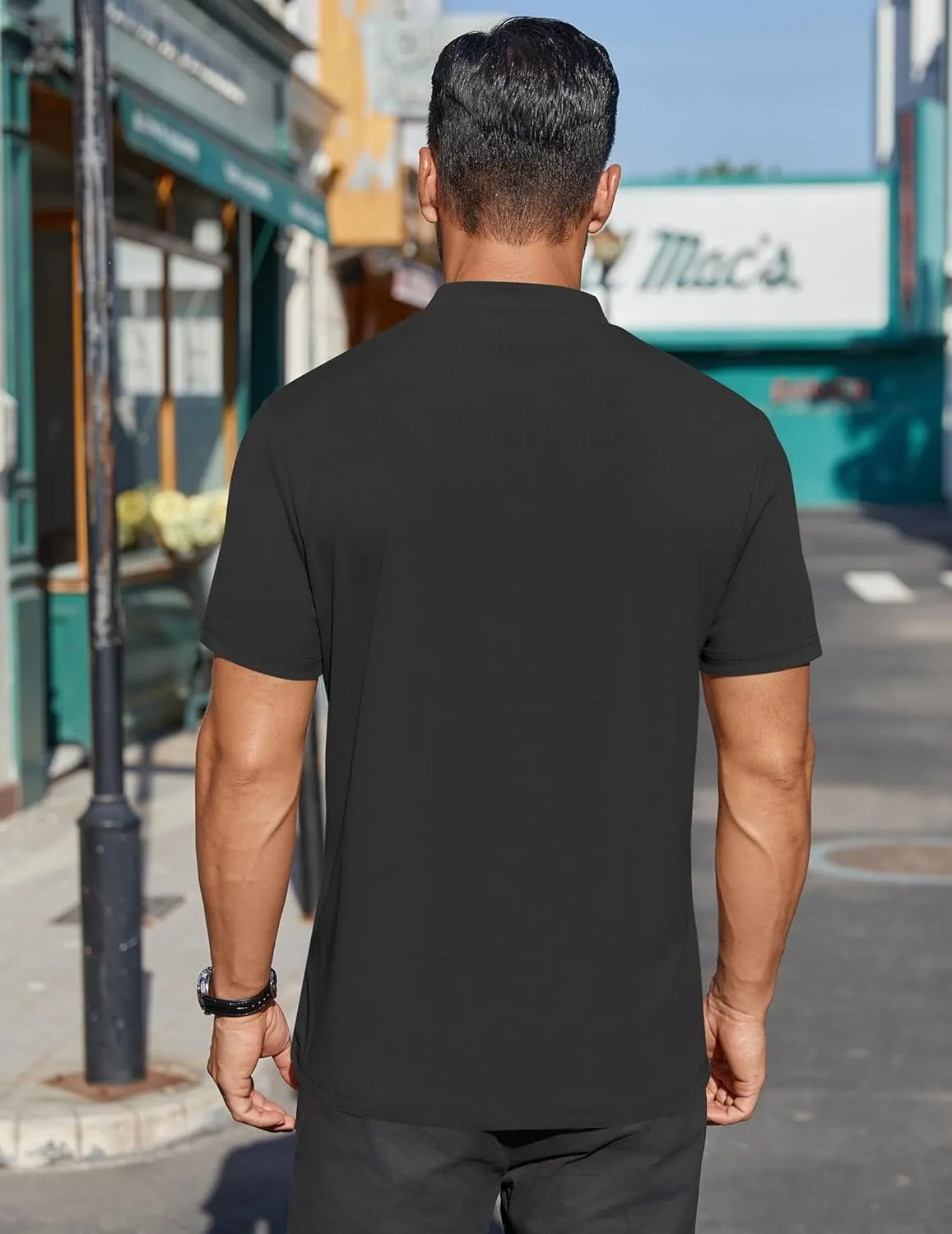 COOFANDY Mens Mock Turtleneck Shirts Short Sleeve Casual Basic T-Shirts Ribbed Solid Pullover Tops
