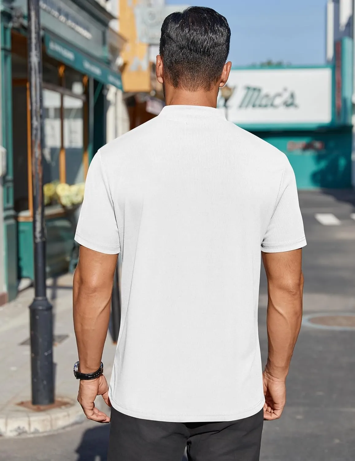 COOFANDY Mens Mock Turtleneck Shirts Short Sleeve Casual Basic T-Shirts Ribbed Solid Pullover Tops