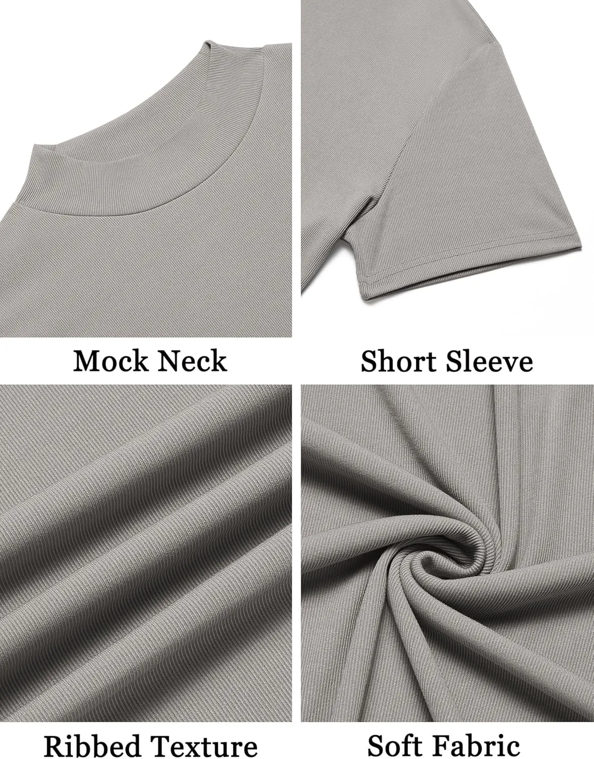 COOFANDY Mens Mock Turtleneck Shirts Short Sleeve Casual Basic T-Shirts Ribbed Solid Pullover Tops