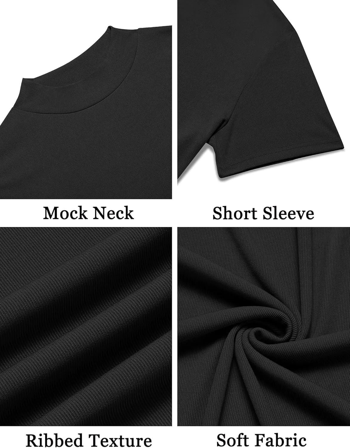 COOFANDY Mens Mock Turtleneck Shirts Short Sleeve Casual Basic T-Shirts Ribbed Solid Pullover Tops