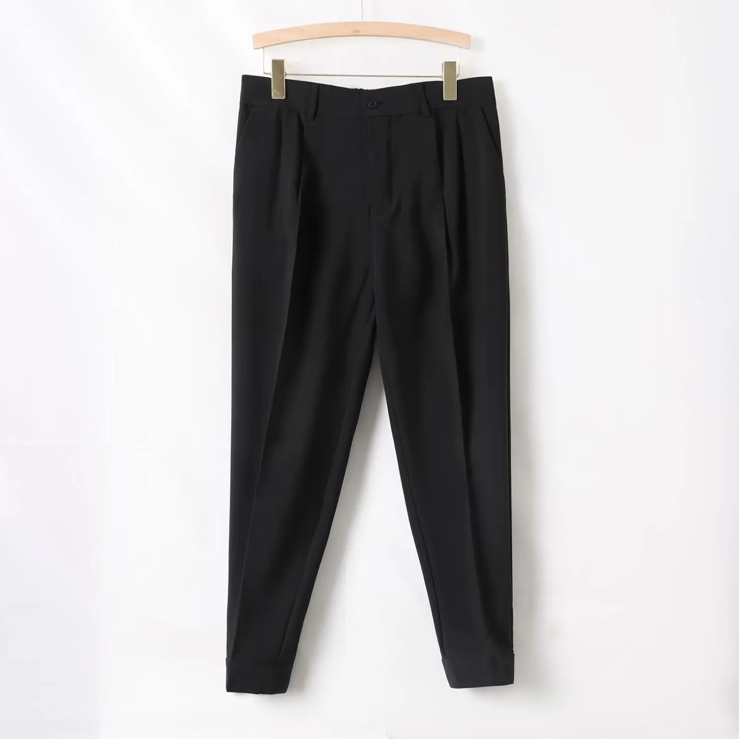 CRNTCEM Men's Cropped Golf Pants Ankle-Length Flat-Front Business Formal Dress Pants Pleated Straight Leg Casual Trousers