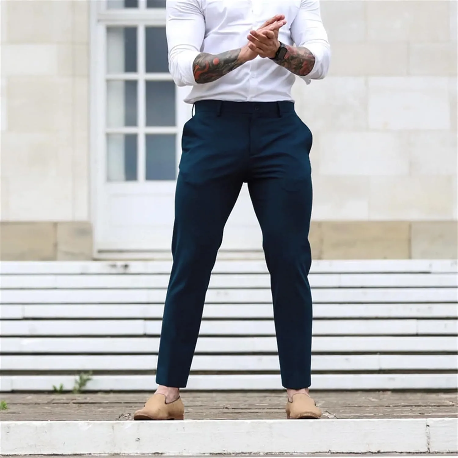 CRNTCEM Skinny Leg Golf Pants for Men Slim Fit Stretch Business Work Trousers Anckle Outdoor Casual Sports Chino Suit Pants