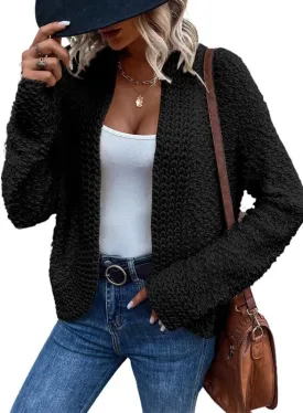 Dokotoo Women's 2025 Fashion Casual Open Front Long Sleeve Chunky Knit Cardigans Sweaters Outerwear Coats