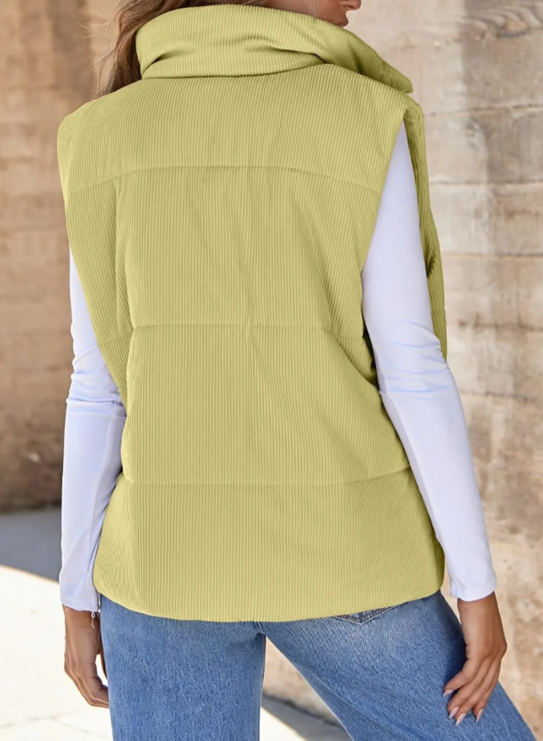 EVALESS Corduroy Cropped Puffer Vest for Women Lightweight Stand Collar Sleeveless Jackets Zip Up Clothes Fashion 2024