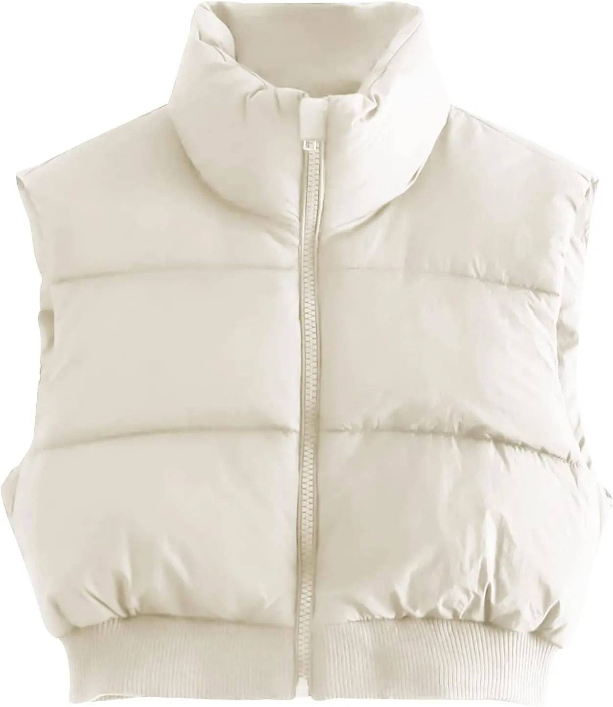 Gihuo Women's Cropped Puffer Vest Sleeveless Puffer Jacket Padded Gilet Outerwear Winter Full Zip Lightweight Coat
