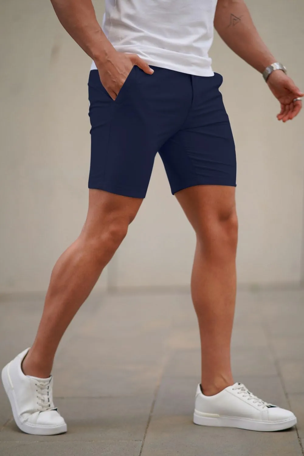 GINGTTO Mens Slim Fit Shorts 7" Inseam Skinny Chino Short Tapered Leg Stretch