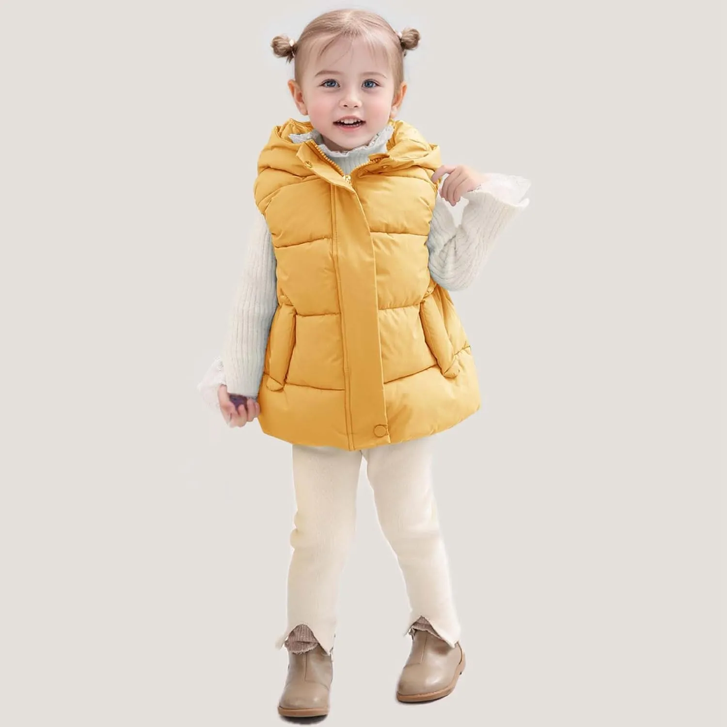 Girls Quilted Hooded Puffer Jacket Sleeveless Winter Warm Lightweight Insulated Toddler Durable Comfortable Outerwear