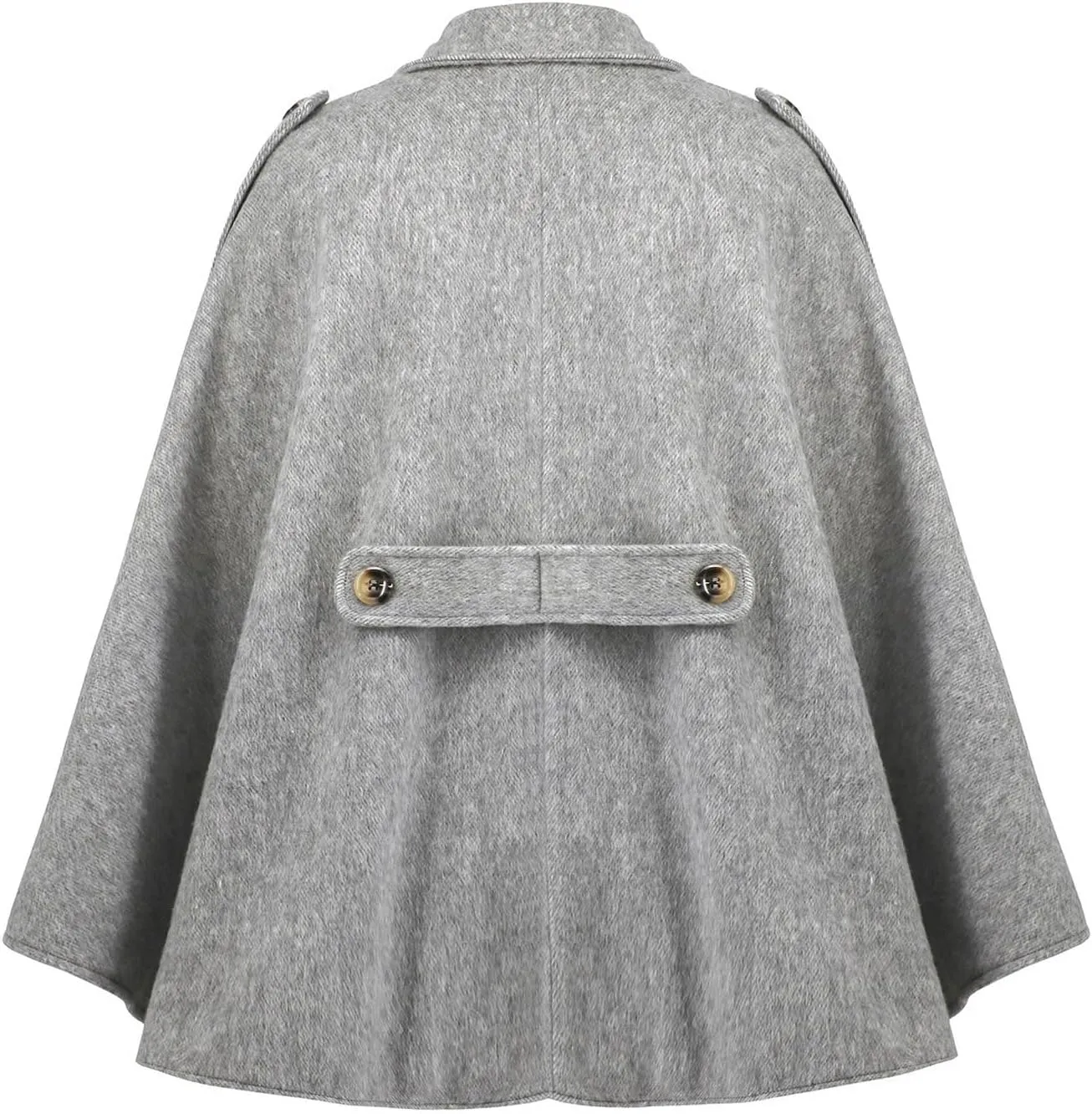 HGps8w Women's Elegant Wool Blend Poncho Cape, Double-Breasted Lapel Collar Trench Coat Jackets with Belt