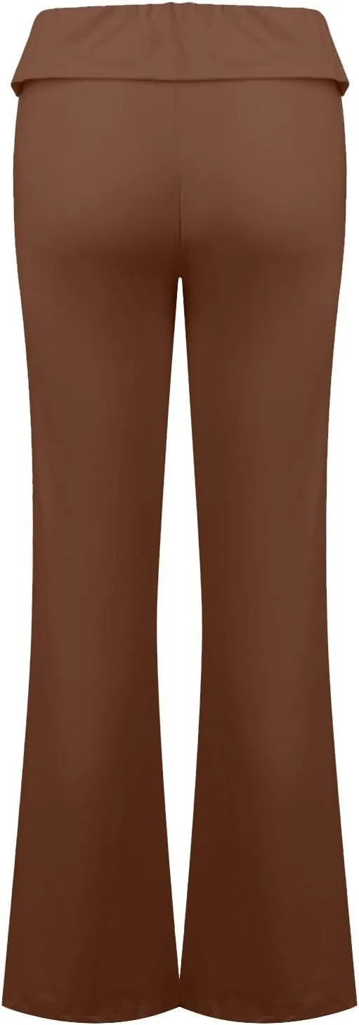 Low Rise Flare Leggings for Women Y2k Flared Fold Over Yoga Pants Bootcut Cotton Leggings Bell Bottom Yoga Sweatpants