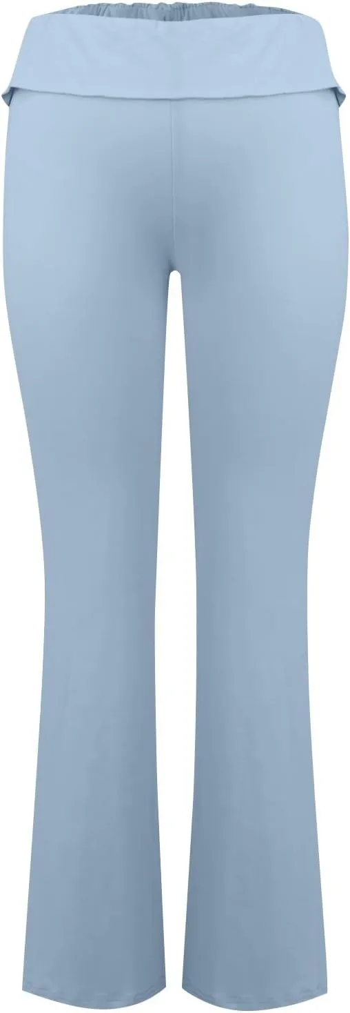 Low Rise Flare Leggings for Women Y2k Flared Fold Over Yoga Pants Bootcut Cotton Leggings Bell Bottom Yoga Sweatpants