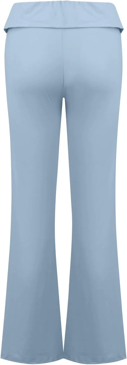 Low Rise Flare Leggings for Women Y2k Flared Fold Over Yoga Pants Bootcut Cotton Leggings Bell Bottom Yoga Sweatpants