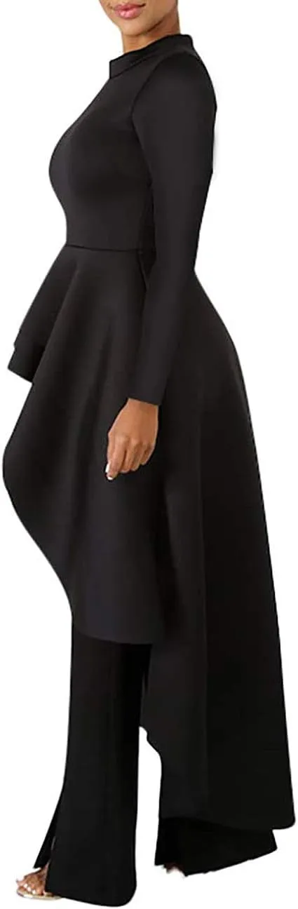 Lrady Womens Casual Shirt Dress High Low Ruffle Blouse Asymmetrical Peplum Tops Long Tunic Dresses