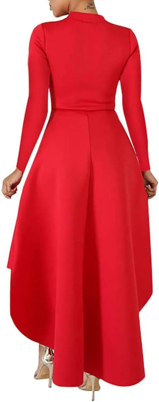 Lrady Womens Casual Shirt Dress High Low Ruffle Blouse Asymmetrical Peplum Tops Long Tunic Dresses