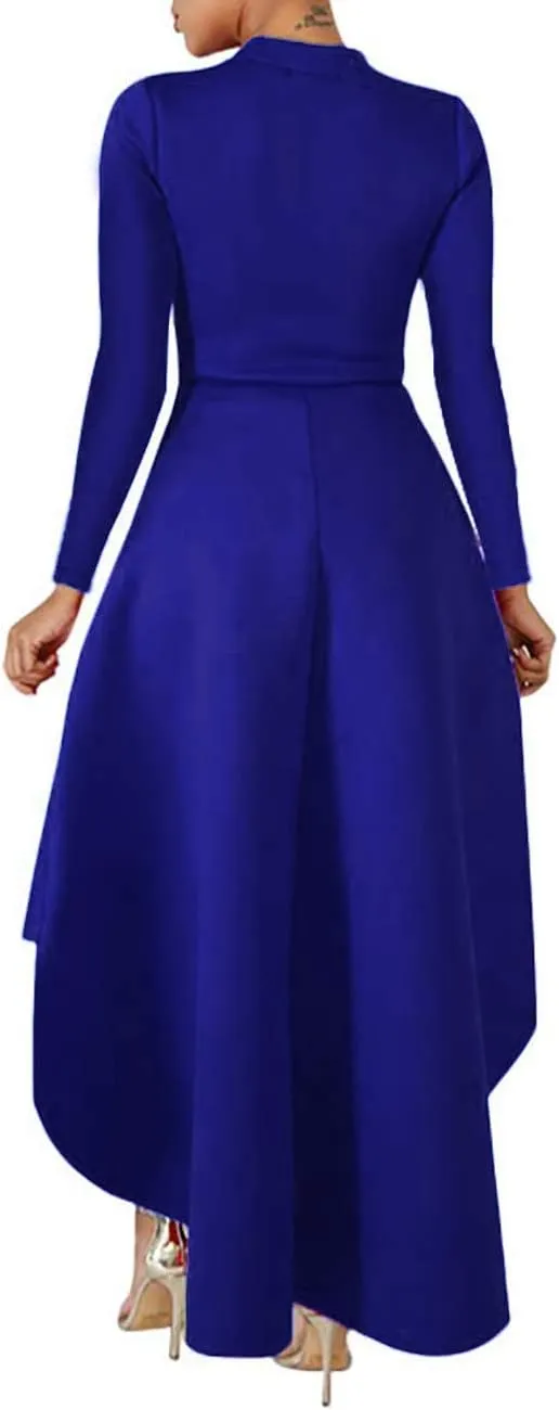 Lrady Womens Casual Shirt Dress High Low Ruffle Blouse Asymmetrical Peplum Tops Long Tunic Dresses