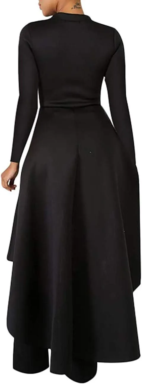 Lrady Womens Casual Shirt Dress High Low Ruffle Blouse Asymmetrical Peplum Tops Long Tunic Dresses