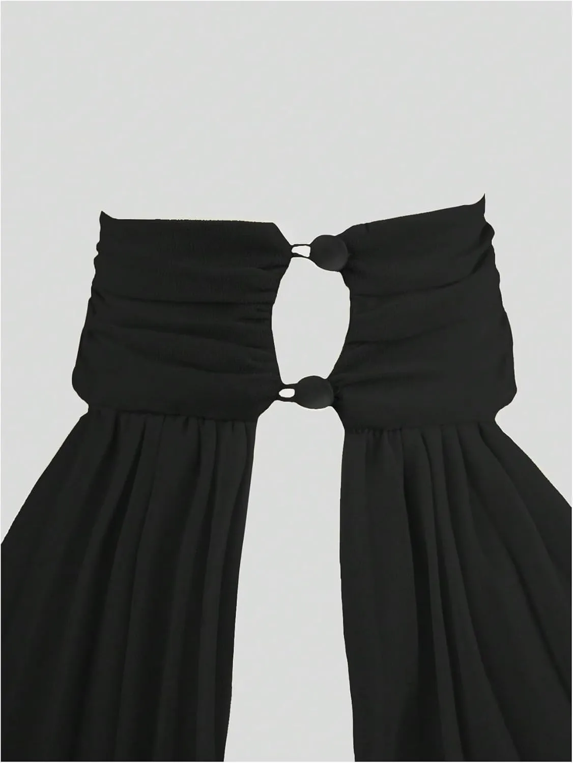 MakeMeChic Women's A Line Dress Flowy Swing Tube Dresses Pleated Tie Neck Short Summer Sundress