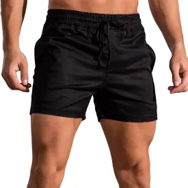 Mens Shorts 5 Inch Inseam Chino Cotton Casual Stretch Slim Fit Elastic Waist Jogger Workout Shorts with Pockets