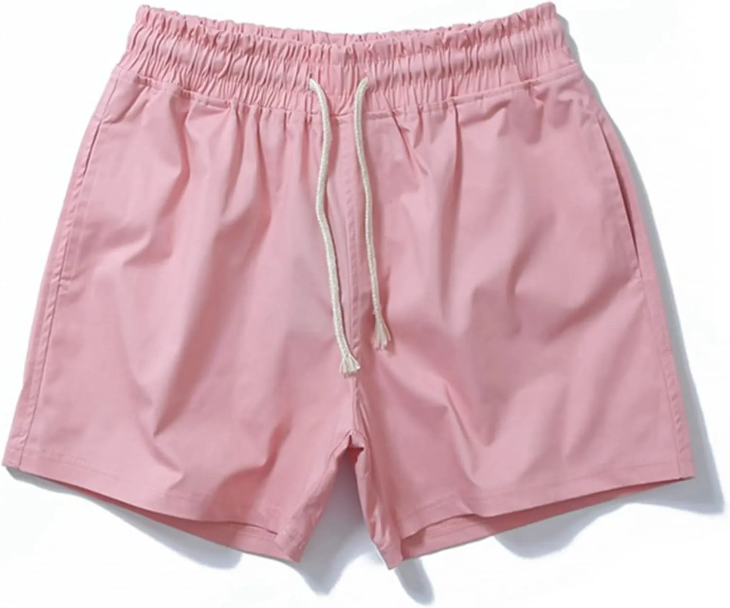 Mens Shorts 5 Inch Inseam Chino Cotton Casual Stretch Slim Fit Elastic Waist Jogger Workout Shorts with Pockets