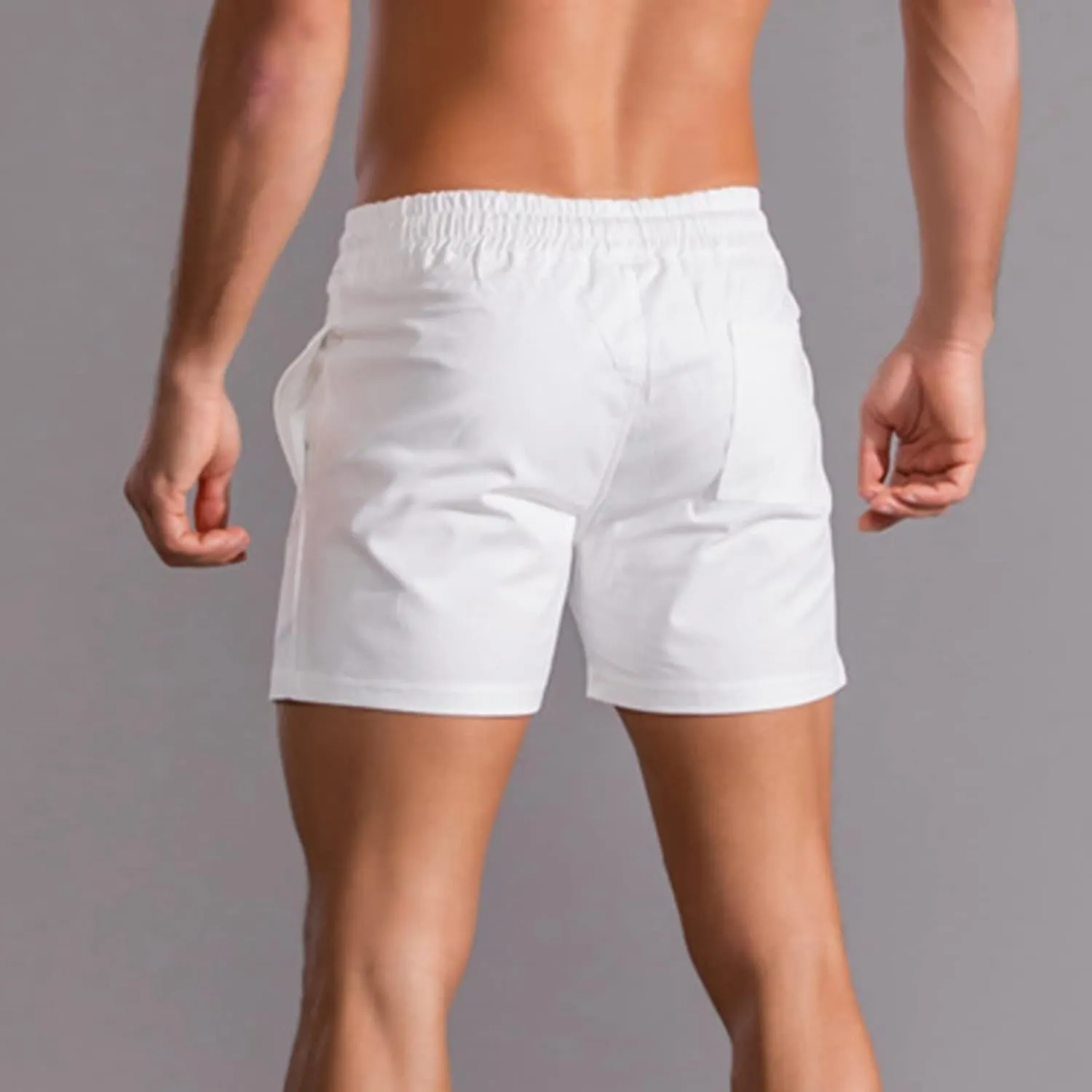 Mens Shorts 5 Inch Inseam Chino Cotton Casual Stretch Slim Fit Elastic Waist Jogger Workout Shorts with Pockets