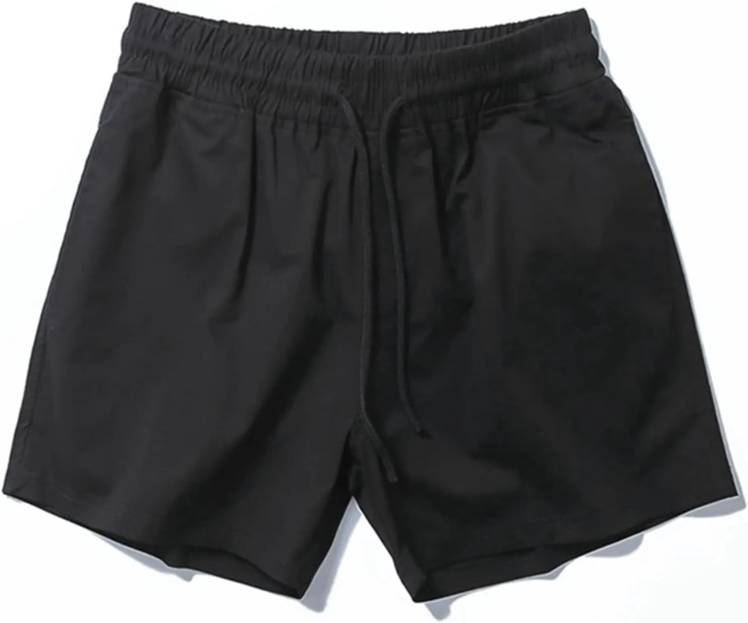 Mens Shorts 5 Inch Inseam Chino Cotton Casual Stretch Slim Fit Elastic Waist Jogger Workout Shorts with Pockets