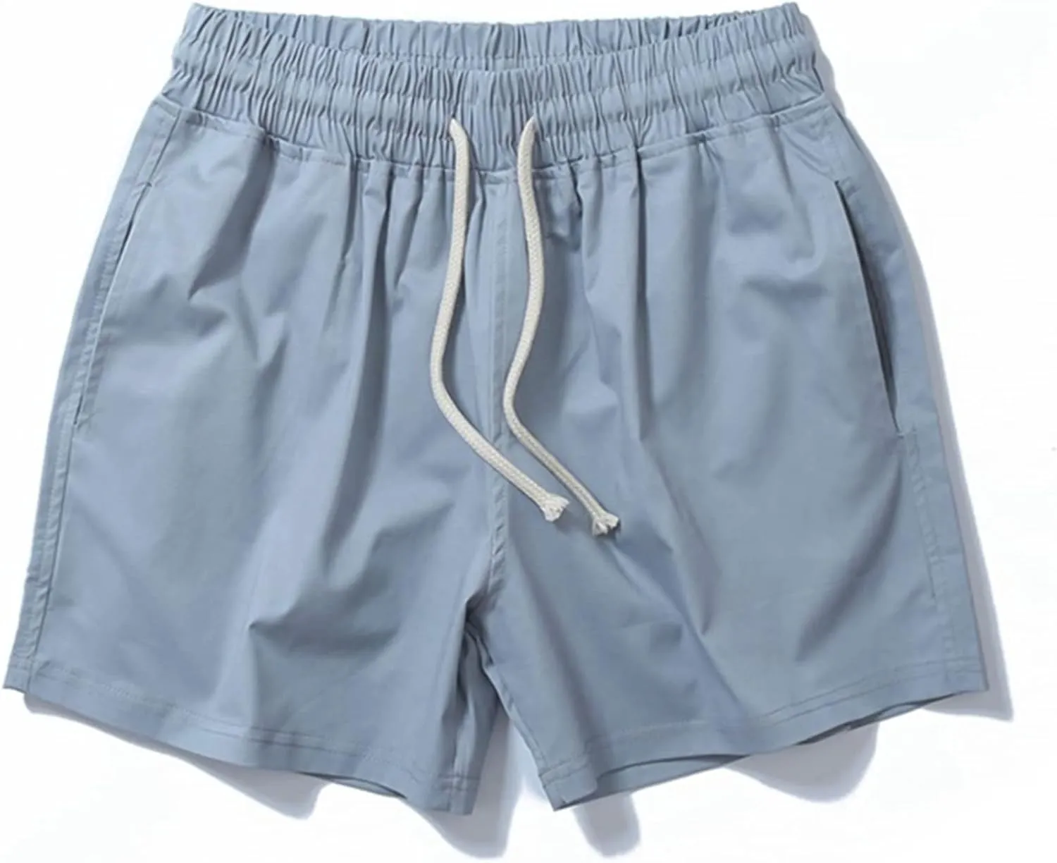 Mens Shorts 5 Inch Inseam Chino Cotton Casual Stretch Slim Fit Elastic Waist Jogger Workout Shorts with Pockets
