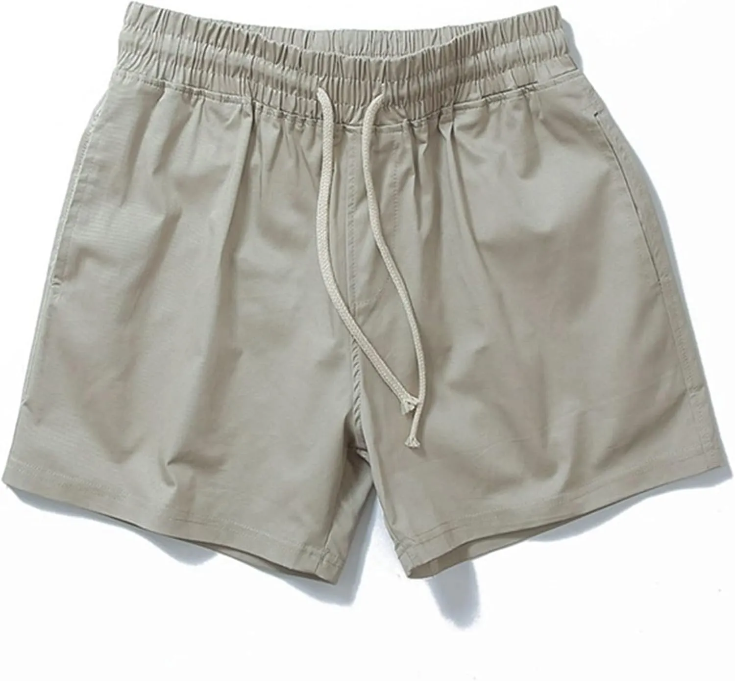 Mens Shorts 5 Inch Inseam Chino Cotton Casual Stretch Slim Fit Elastic Waist Jogger Workout Shorts with Pockets