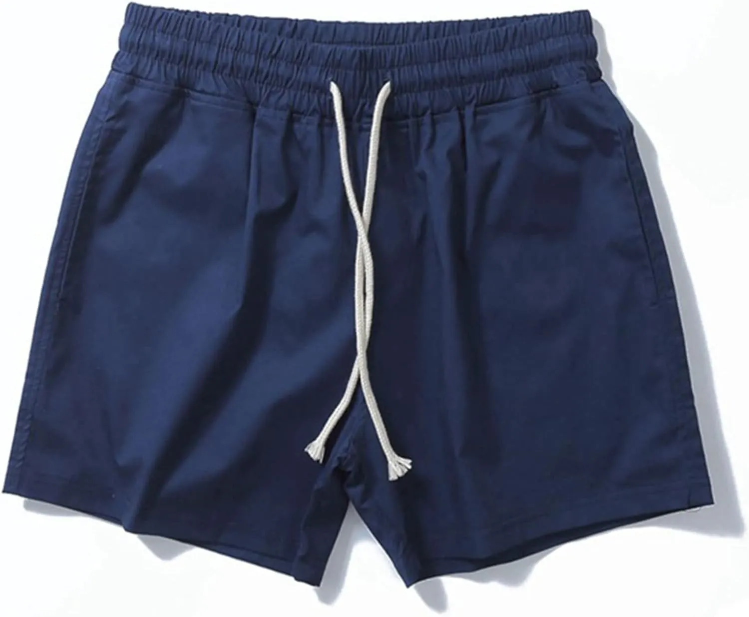 Mens Shorts 5 Inch Inseam Chino Cotton Casual Stretch Slim Fit Elastic Waist Jogger Workout Shorts with Pockets