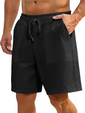 Mens Shorts - Casual Cotton Drawstring Summer Beach Stretch Twill Chino Golf Shorts Elastic Waist with Pockets
