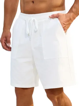 Mens Shorts - Casual Cotton Drawstring Summer Beach Stretch Twill Chino Golf Shorts Elastic Waist with Pockets